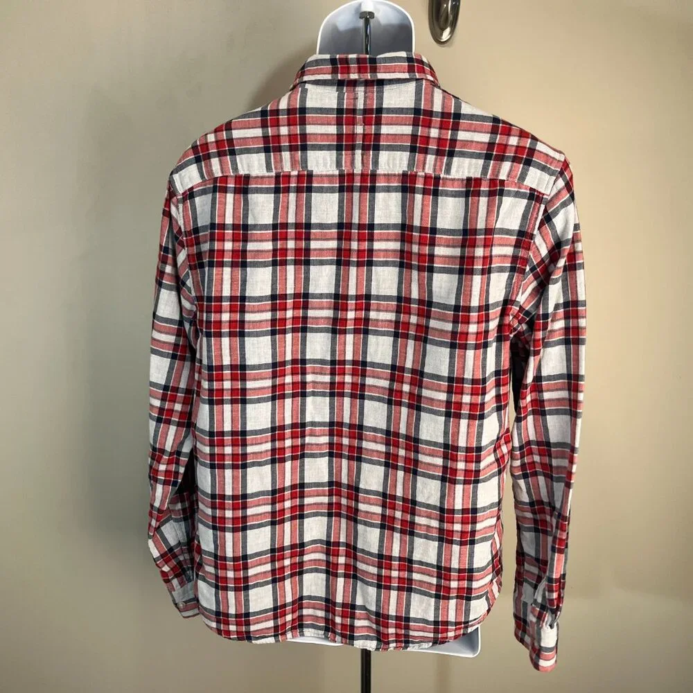 Banana Republic Men’s Gray Red Blue Flannel Shirt 🍂 Untucked Slim Fit Large L